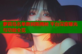 萝莉岛名单詹姆斯揭秘 平台深度曝光与功能全览